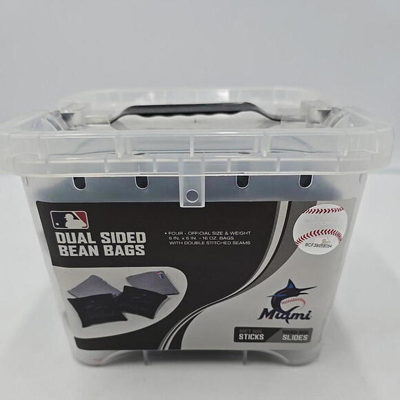 Miami MLB Marlins Corn Hole Bean Bags (SET OF 4) with Case - Picture 1 of 7